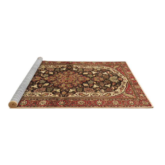 Sideview of Machine Washable Persian Brown Traditional Rug, wshtr4608brn