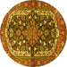 Round Persian Yellow Traditional Rug, tr4608yw