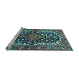 Sideview of Machine Washable Persian Light Blue Traditional Rug, wshtr4608lblu