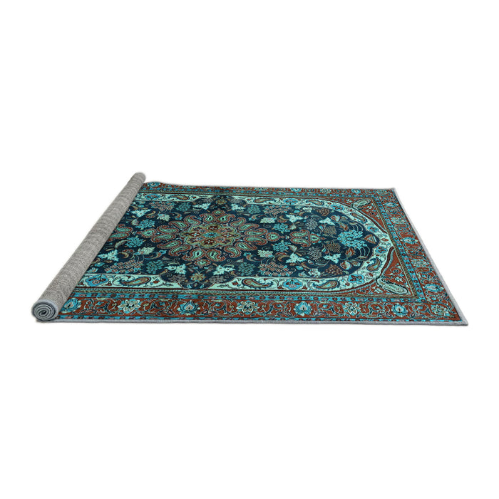 Sideview of Machine Washable Persian Light Blue Traditional Rug, wshtr4608lblu