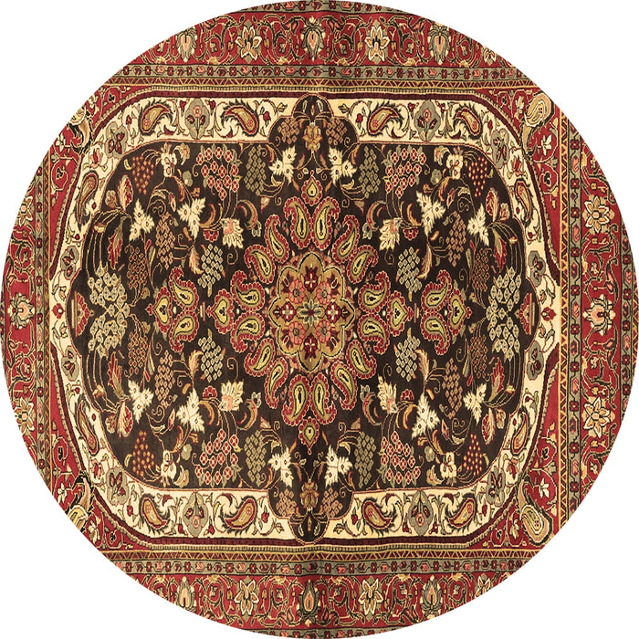 Round Persian Brown Traditional Rug, tr4608brn
