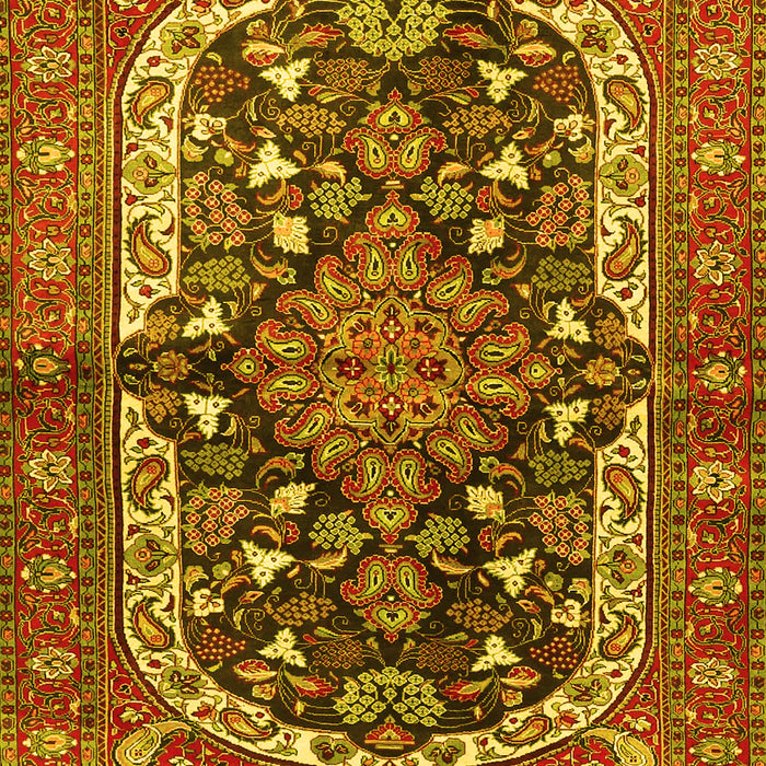 Machine Washable Persian Yellow Traditional Rug, wshtr4608yw