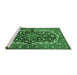 Sideview of Machine Washable Persian Emerald Green Traditional Area Rugs, wshtr4608emgrn