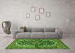 Machine Washable Persian Green Traditional Area Rugs in a Living Room,, wshtr4608grn