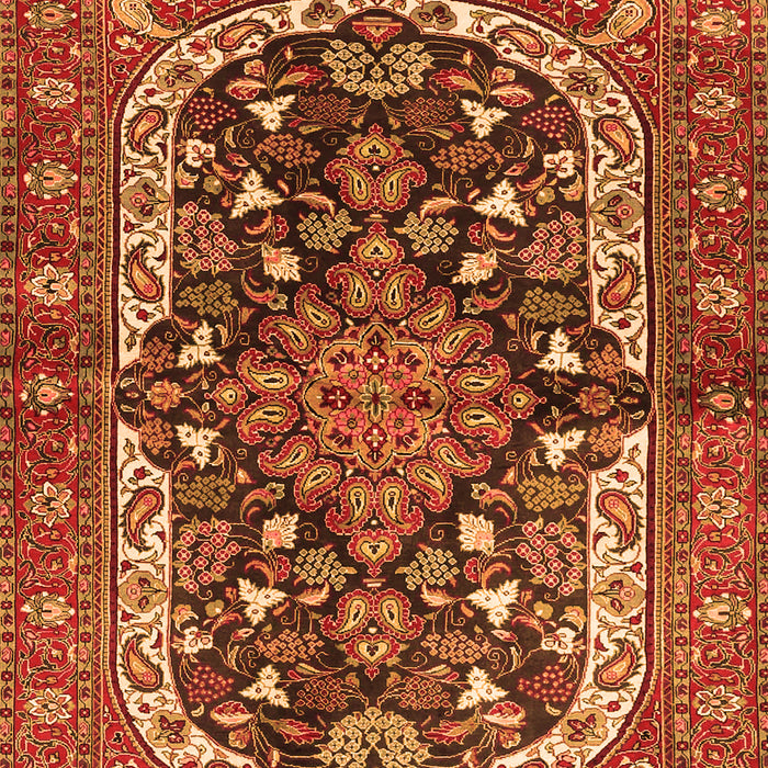 Serging Thickness of Machine Washable Persian Orange Traditional Area Rugs, wshtr4608org