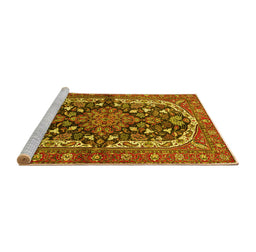 Sideview of Machine Washable Persian Yellow Traditional Rug, wshtr4608yw