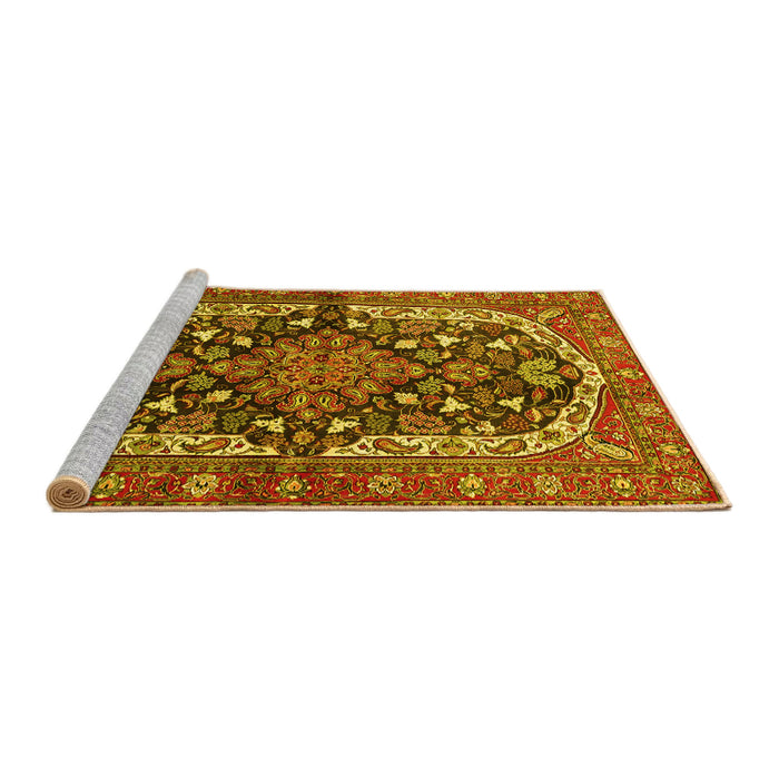 Sideview of Machine Washable Persian Yellow Traditional Rug, wshtr4608yw