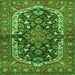 Round Machine Washable Persian Green Traditional Area Rugs, wshtr4608grn