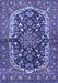 Machine Washable Persian Blue Traditional Rug, wshtr4608blu