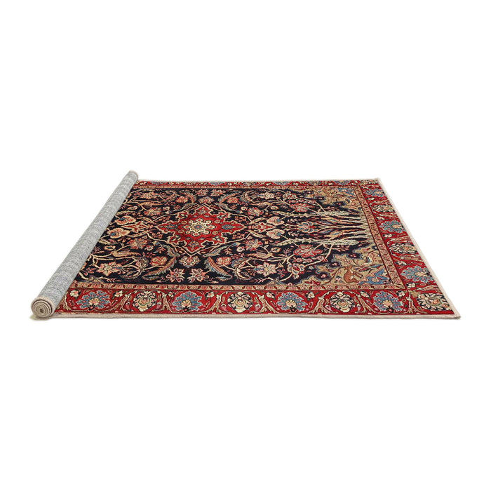 Sideview of Machine Washable Traditional Saffron Red Rug, wshtr4609
