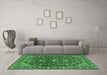 Machine Washable Persian Emerald Green Traditional Area Rugs in a Living Room,, wshtr4609emgrn