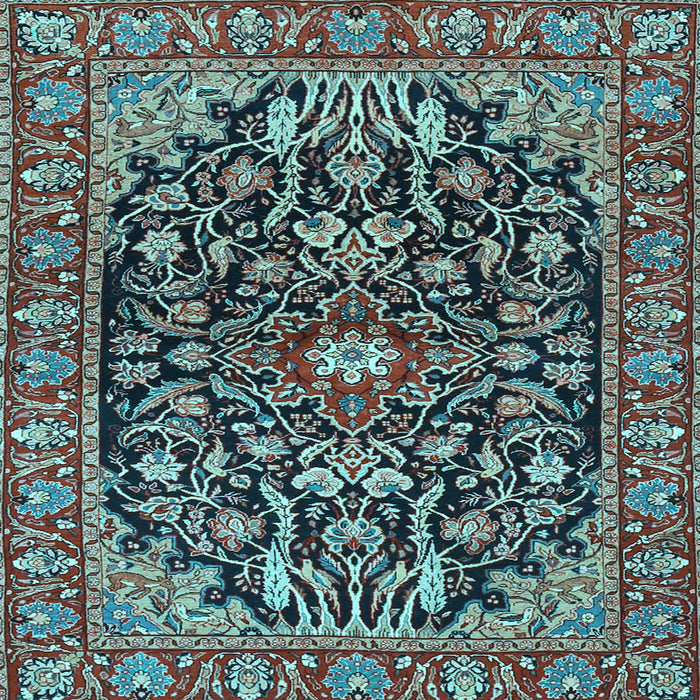 Square Machine Washable Persian Light Blue Traditional Rug, wshtr4609lblu