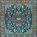 Square Machine Washable Persian Light Blue Traditional Rug, wshtr4609lblu