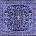 Square Machine Washable Persian Blue Traditional Rug, wshtr4609blu