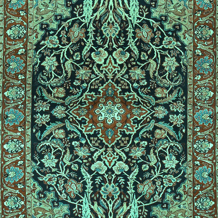 Machine Washable Persian Turquoise Traditional Area Rugs, wshtr4609turq