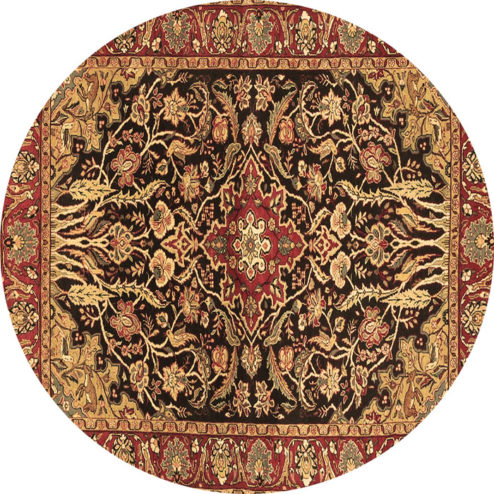 Round Persian Brown Traditional Rug, tr4609brn