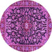 Round Machine Washable Persian Purple Traditional Area Rugs, wshtr4609pur