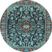 Round Persian Light Blue Traditional Rug, tr4609lblu