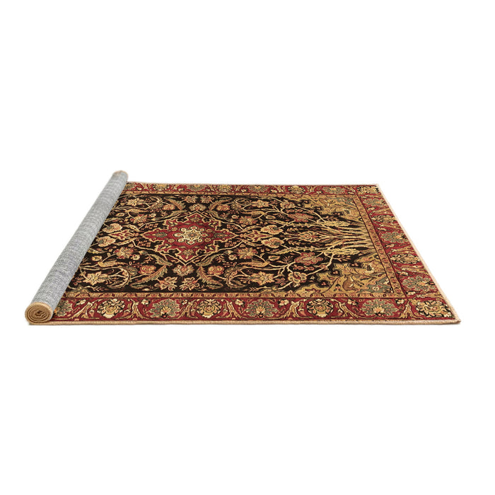Sideview of Machine Washable Persian Brown Traditional Rug, wshtr4609brn