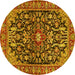 Round Machine Washable Persian Yellow Traditional Rug, wshtr4609yw