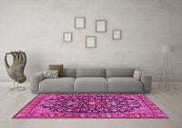 Machine Washable Persian Pink Traditional Rug, wshtr4609pnk