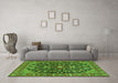 Machine Washable Persian Green Traditional Area Rugs in a Living Room,, wshtr4609grn