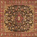 Square Persian Brown Traditional Rug, tr4609brn