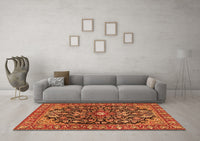 Machine Washable Persian Orange Traditional Rug, wshtr4609org