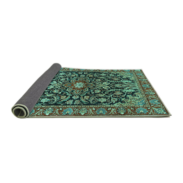 Sideview of Persian Turquoise Traditional Rug, tr4609turq