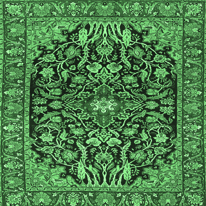 Square Machine Washable Persian Emerald Green Traditional Area Rugs, wshtr4609emgrn