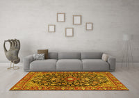 Machine Washable Persian Yellow Traditional Rug, wshtr4609yw