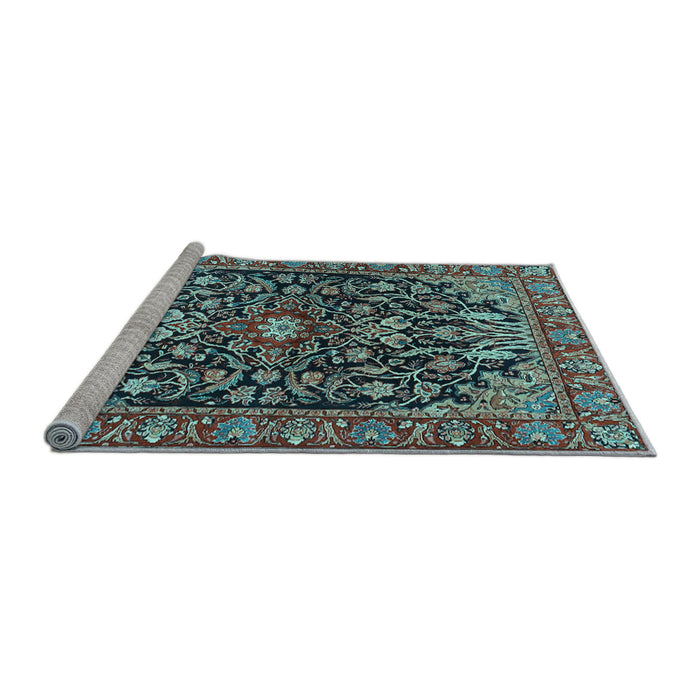Sideview of Machine Washable Persian Light Blue Traditional Rug, wshtr4609lblu
