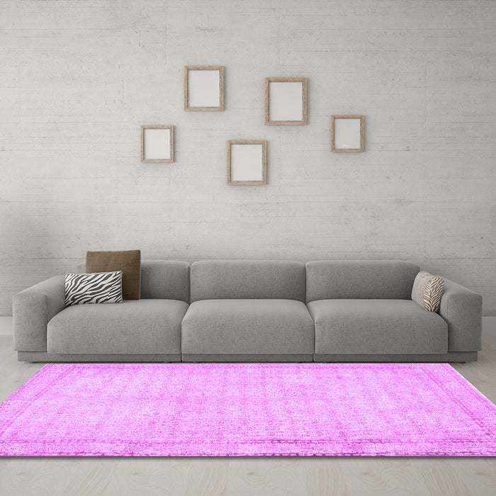 Machine Washable Persian Purple Traditional Area Rugs in a Living Room, wshtr460pur