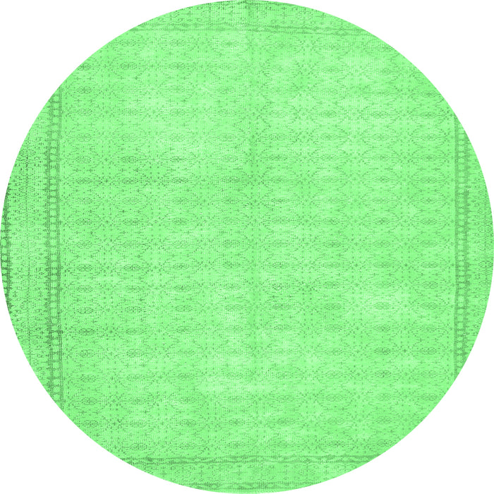 Round Machine Washable Persian Emerald Green Traditional Area Rugs, wshtr460emgrn