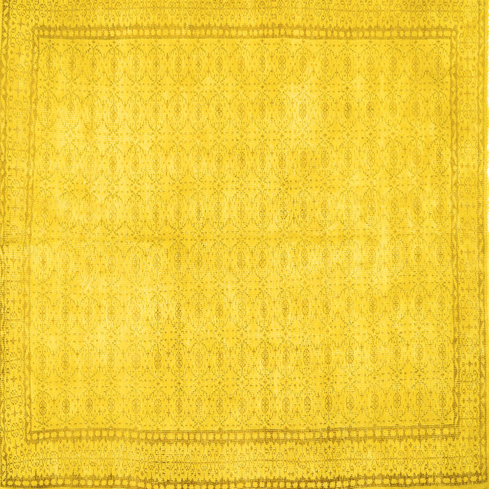 Square Machine Washable Persian Yellow Traditional Rug, wshtr460yw