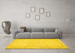 Machine Washable Persian Yellow Traditional Rug in a Living Room, wshtr460yw