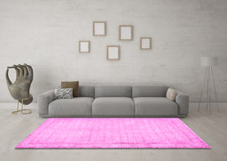 Machine Washable Persian Pink Traditional Rug in a Living Room, wshtr460pnk