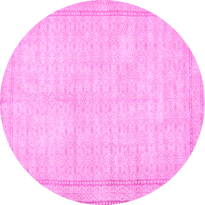 Round Machine Washable Persian Pink Traditional Rug, wshtr460pnk