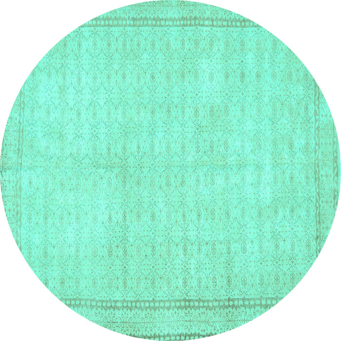 Round Machine Washable Persian Turquoise Traditional Area Rugs, wshtr460turq