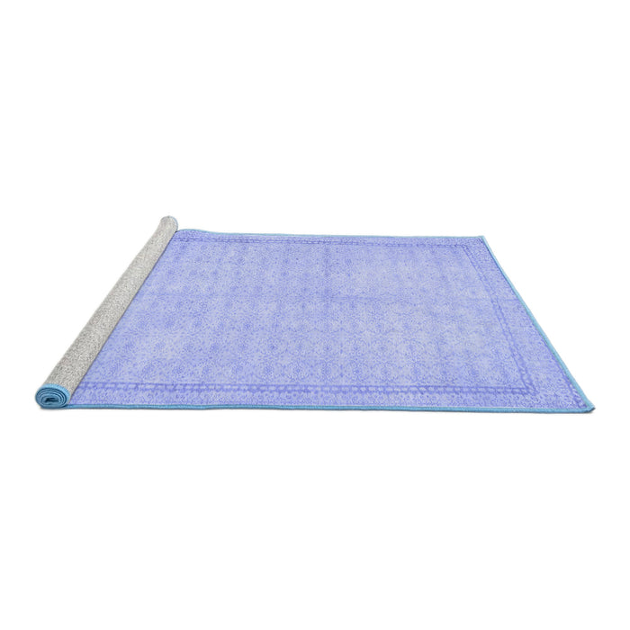 Sideview of Machine Washable Persian Blue Traditional Rug, wshtr460blu