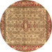 Round Persian Brown Traditional Rug, tr4610brn