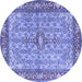 Round Machine Washable Persian Blue Traditional Rug, wshtr4610blu