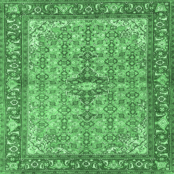 Square Persian Emerald Green Traditional Rug, tr4610emgrn