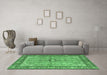 Machine Washable Persian Emerald Green Traditional Area Rugs in a Living Room,, wshtr4610emgrn