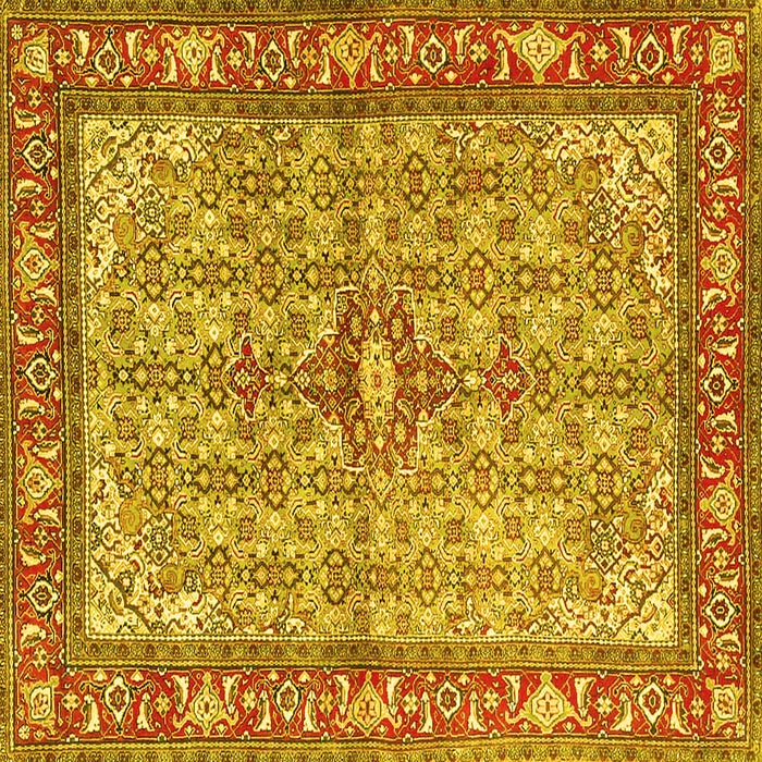 Square Machine Washable Persian Yellow Traditional Rug, wshtr4610yw