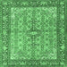 Square Machine Washable Persian Emerald Green Traditional Area Rugs, wshtr4610emgrn