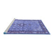 Sideview of Machine Washable Persian Blue Traditional Rug, wshtr4610blu