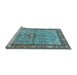 Sideview of Machine Washable Persian Light Blue Traditional Rug, wshtr4610lblu