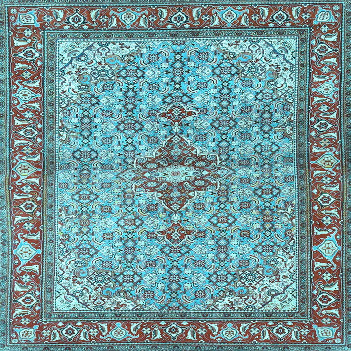 Square Machine Washable Persian Light Blue Traditional Rug, wshtr4610lblu