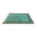 Sideview of Machine Washable Persian Turquoise Traditional Area Rugs, wshtr4610turq